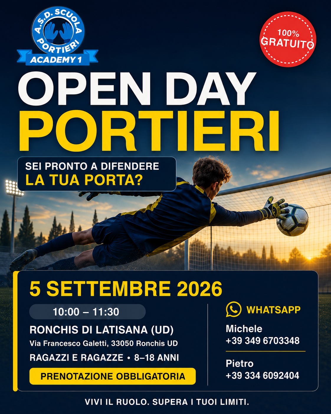 Locandina Open Day Portieri – 5 settembre 2026